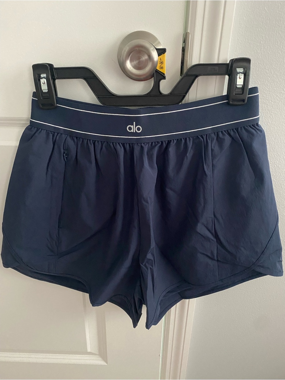 ALO Yoga Navy Athletic Shorts with Contrast Waistband